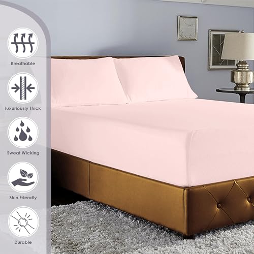 Pizuna Luxury Cotton Emperor Size Fitted Sheets Light Pink - Image 2