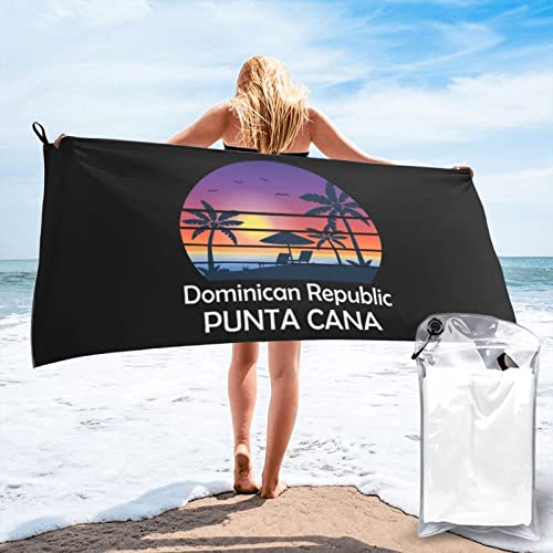 DARLEKS Punta Cana República Dominicana Souvenir Toalla de playa de gran tamaño, toalla de playa de microfibra con bolsillo, manta de playa sin arena, toallas ligeras y finas de 31.5 x 63 pulgadas