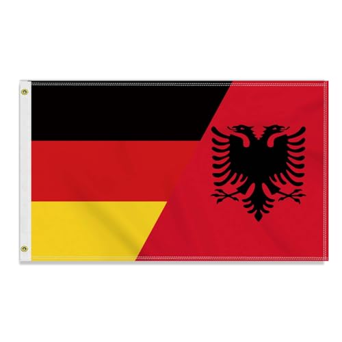 Große 90×150 CM Deutschland Albanien Flagge, großes 150D Deutsch Albaniens Freundschafts banner,Strapazierfähige Deutschlandfahne Doube-Seitendruck Dekor Messingösen large Albania