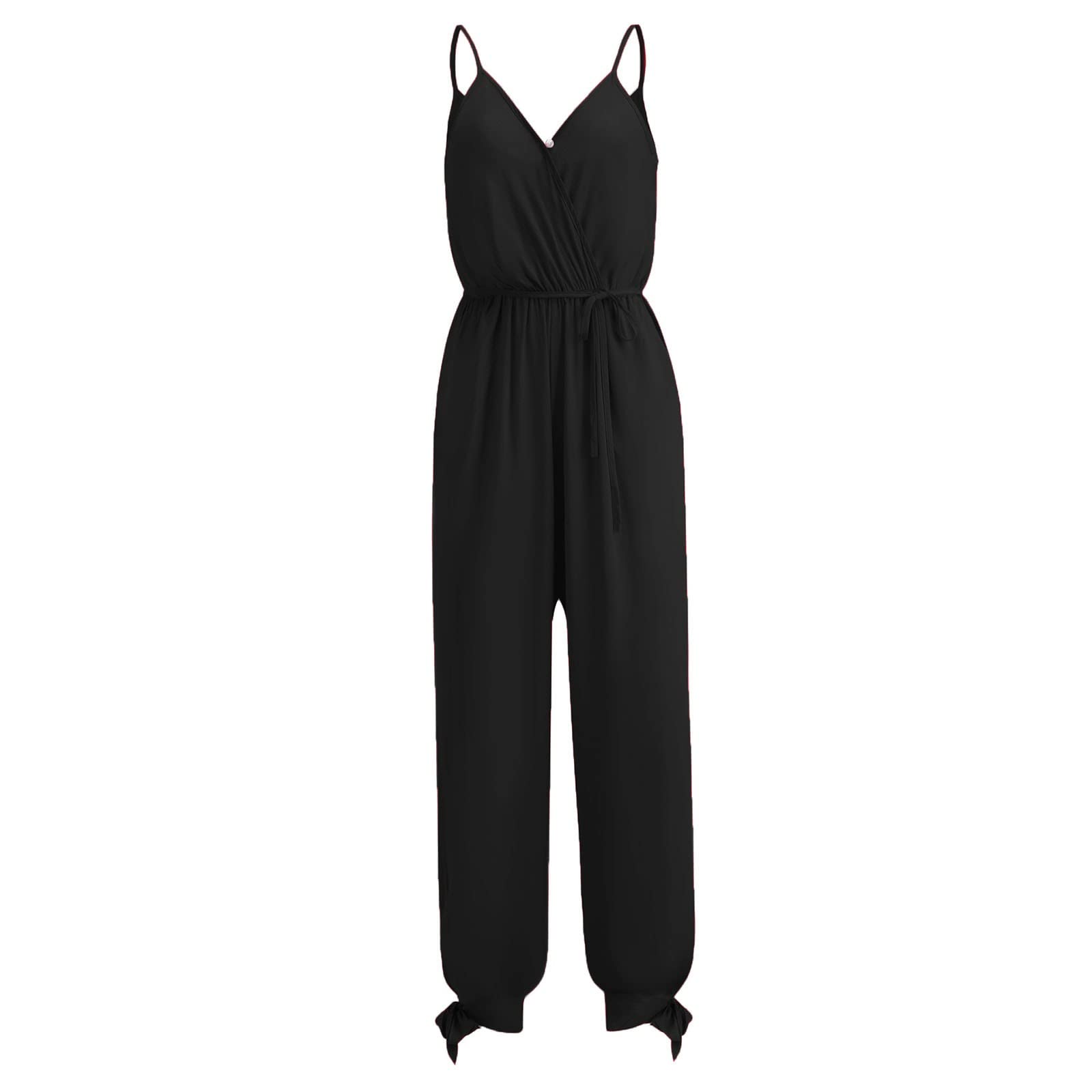 Salopette Donna Estiva Casual Tuta Intera Senza Maniche Elegante Jumpsuit Sportiva a Gamba Larga Pantaloni Tutina Larghi con Tasche per Spiaggia Vacanza