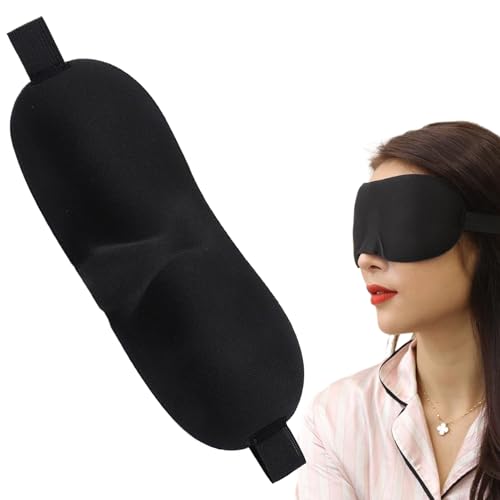 BOJIDO アイマスク 睡眠用 3D立体型 360°遮光 安眠 快眠 グッズ 睡眠グッズ 目隠し 通気性 快適 軽量 眼罩 仮眠 瞑想 昼寝 旅行用 3D遮光デザイン 男女兼用(大人用 ブラック)