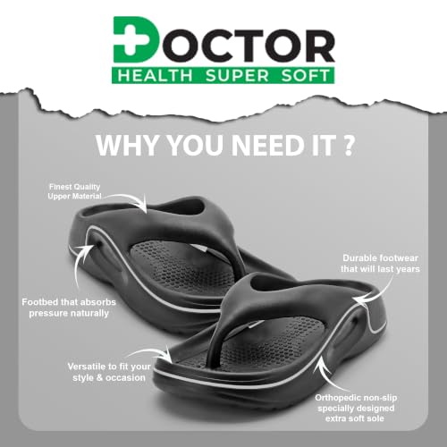 Image of DOCTOR HEALTH SUPER SOFT Men's EVA Flip Flops | Lightweight Cushioned Comfortable Thong Slippers | Anti-Skid Waterproof Soft Footbed Daily Wear Beach Bathroom Indoor Outdoor Flip Flops