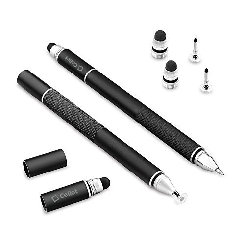 Cellet 3-in-1 Universal Stylus Pen – Precision Clear Disc Stylus, Capacitive Pen, and Ballpoint Pen with 2 Replacement Tips