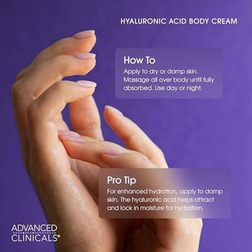 Advanced Clinicals Anti-aging Hyaluronic Acid Cream for face, body, hands. Instant hydration for...