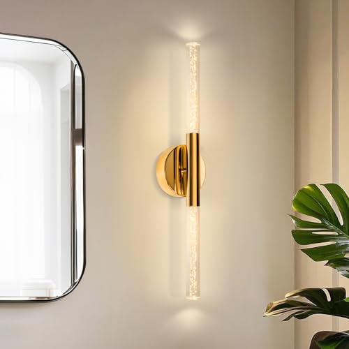 LI LUXLITE LED Bathroom Vanity Lights,24 inch Bathroom Light Fixtures Over Mirror,3000K Natural Warm Light, ETL＆UL Listed, Modern Wall Sconce for Bedroom,Living Room,Hallway,Gold