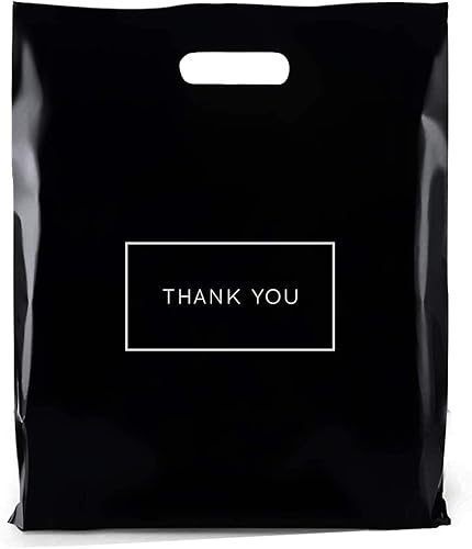Miniatura 6 de Bolsas de plástico grandes con logotipo de agradecimiento 160 x 180pulgadas Bolsos Boutique con Asas 100 unidades para mercancías regalos ferias