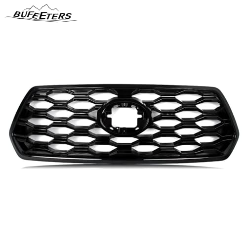 Image of Front Bumper Upper Grill Insert Gloss Black Grille Fit For 2016 2017 2018 2019 2020 2021 2022 2023 Toyota Tacoma,2021 TRD /Mesh Style,Gloss Black