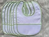 7pcs Apple Green Edged Series Cotton Cross Stitch Baby Bib,16 Count aida Fabric Pocket cross stitch bib,100% Cotton, Blank Bib to Cross Stitch
