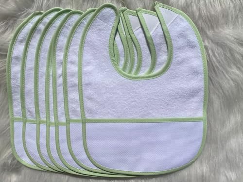 7pcs Apple Green Edged Series Cotton Cross Stitch Baby Bib,16 Count aida Fabric Pocket cross stitch bib,100% Cotton, Blank Bib to Cross Stitch