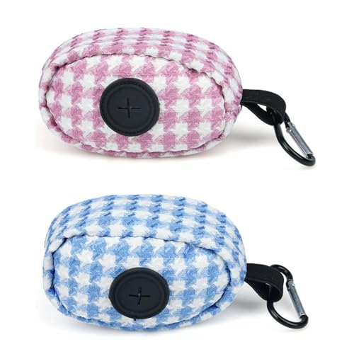 2 bolsas portátiles para residuos de perros, bolsas colgantes para excrementos de perro, dispensadores de residuos de mascotas con cremallera y accesorio, soporte para bolsas de excrementos de