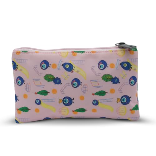 Image of VISMIINTREND Evil Eye Flat Pouch - Printed Pink Design for Accessories and Stationery, School | College | Office | Travel | Gift