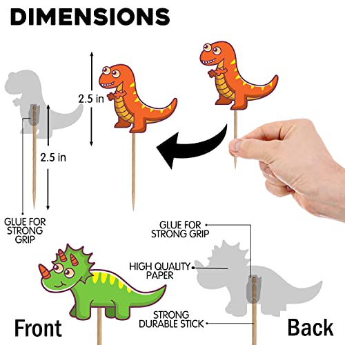 Image of Party Propz Dinosaur Theme Cake Topper Decoration- 24Pcs For Kids | Dinosaur Theme Birthday Decorations | Cake Decoration Items | Dino Theme Cake Decoration Items | Dinosaur Cake Topper