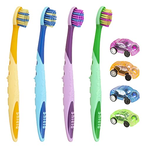 Shield Care Hippo Kids Toothbrush – Super Soft Bristles with Versatile Grip & Fun Design, 4-Pack (Assorted Colours)