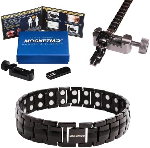 MagnetMD® Doctor-Approved Magnetic Therapy Bracelet for Men Maximum Strength Magnets - Best Magnetic Bracelet for Pain Relief - Adjustable with Free Sizing Tool - Magnet Pain Relief Bracelet
