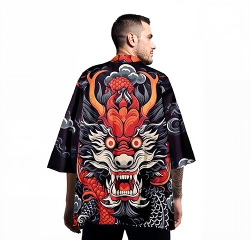 Image of Women's and Men Kimono Cardigan Japanese Long Sleeves Lightweight Open Front Coat Tops