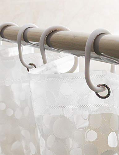 Rideau de douche transparent imperméable motif galets MU pour séparation de salle de bain