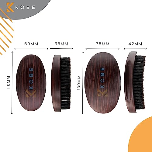 Kobe Professional Military Hair Brush/Beard Brush Grooming Kit For Men - Set of Two Brushes - Wood Grain - 100% Natural Boar Brsitle - Image 4