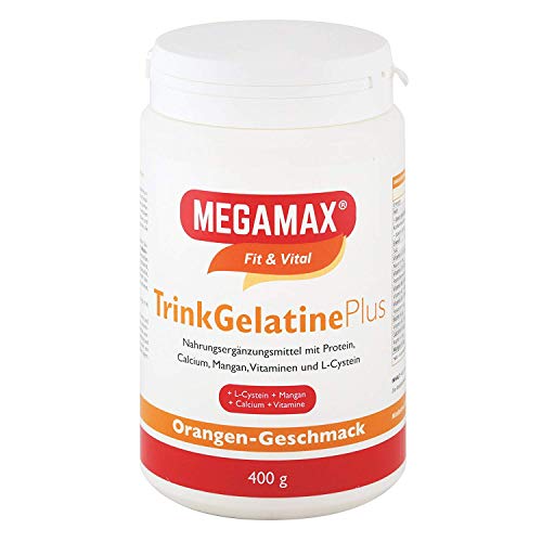 MEGAMAX Trink-Gelatine Plus L-Cystein , Mangan u. Calcium | Kollagen-Hydrolysat - Kollagen Protein Pulver - für Bindegewebe, Gelenke, Muskel & Knochen | Hochwertiges 100% Rinder-kollagen Hydrolysat