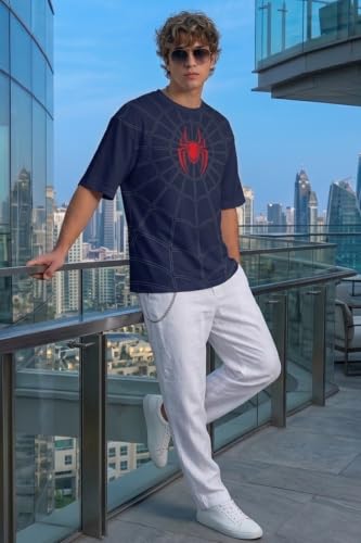 Image of Veirdo Men Spider-Man Printed Oversized T-Shirt