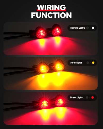 Image of Benlari Mini Motorcycle Bullet Turn Signal Lights, LED Rear Turn Signal Lights, 4 LEDs Red Amber Blinkers Turn Lights Fit for Honda Yamaha Suzuki Kawasaki Harley Chopper Bobber, Gloss Black, 2PCS
