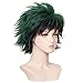 Short Fluffy Prestyled Layered Wig for Anime Cosplay (Green/Black)