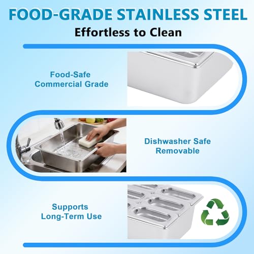YMJOINMX Ice Cooled Condiment Serving Container 8 Pans (6 Pans×1Qt & 2 Pan×1.6QT) with Ice Packs for Salad Pizza Sauce Cold Serving Tray Food Cooler for Parties Buffet by YMJOINMX - Used condition - Image 7