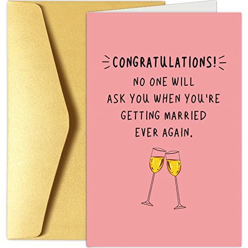 Funny Wedding Card, Congratulations Engagement Card, Bridal Shower Card, Bachelorette Party, No One Will Ask You When You're Getting Married Ever Again #TOP4
