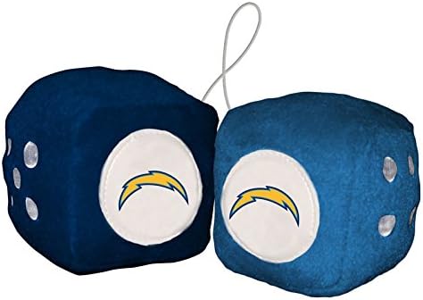 NFL Los Angeles Chargers Fuzzy Dice, Team Colors, one Size