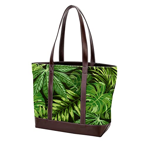 Tote bag femme grand format shoulder bag satchel imprimé plante tropicale