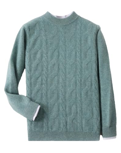 Men's Crewneck Long-Sleeved Pullover Solid Wool Autumn and Winter Thickened Casual Knit Sweater Fashion Tops