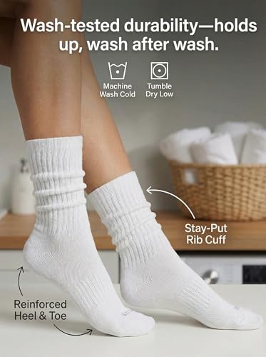 Image of HUE Women's Slouch Socks Crew Boot Chunky Ribbed Cotton Scrunch