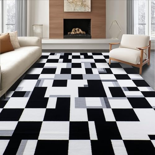 ODIKA Flatwoven High Traffic Area Rug 6x9, Trendy Bathroom Fashionable