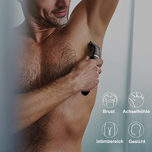 Körperrasierer Herren Elektrisch, Kibiy Bodygroom für Gesicht, Körper, Intimbereich, IPX7 Wasserdichter Nass/Trockener Body Rasierer für Herren mit Kammaufsätze, Type-C aufladbarer Intimrasierer Mann - Image 6