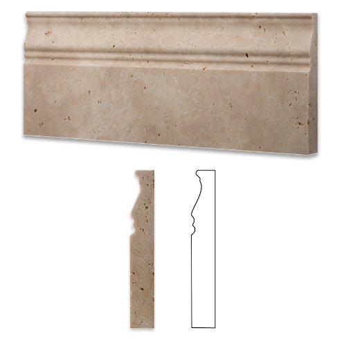 Ivory / Light Travertine Honed 5 X 12 Baseboard Trim