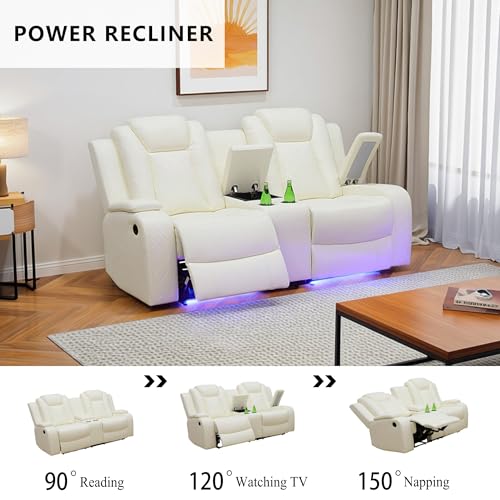 Power Recliner Sofa Set with LED Lights