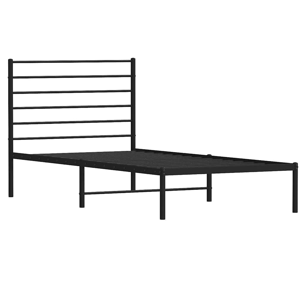 Vidaxl Metal Bed Frame Without Mattress With Headboard Black 90X190Cm from B&Q