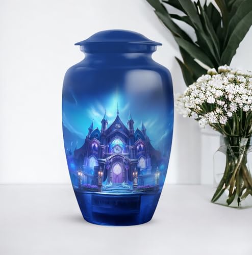 Image of Personalized Temple - Burial Urns for Adult Male Dad - Cremation Urns for Adult Ashes Women - Large Urns for Human Ashes Adult Man - 10 Inch - Large with Velvet Bag - Funeral Ashes Urn