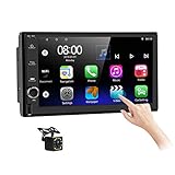 Android Car Stereo Double Din with Navigation 7 Inch HD Touch Screen Car Multimedia Radio Audio Bluetooth FM GPS WiFi USB Mirror Link Split Screen with Backup Camera