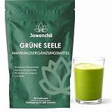 Grüne Entgiftungspulver, 200g Superfood Helfer Pulver, Greens Pulver Helfer, Pflanzenpulver mit Matcha, Gerstengras, Heidelbeeren, Rich in Macronutrients, Micronutrients & Fiber