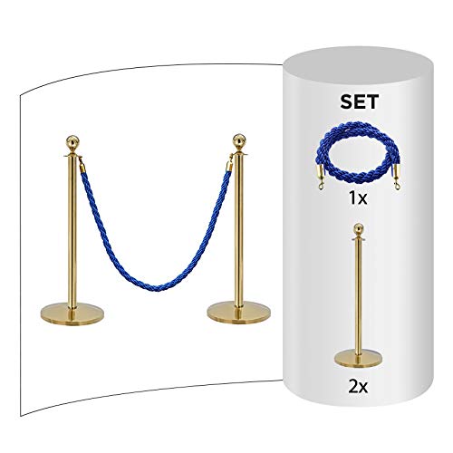 Pack de 2 - Poste Separador para cordón + Cuerda Azul (2 barreras de latón + 1 Cuerdas Azules)