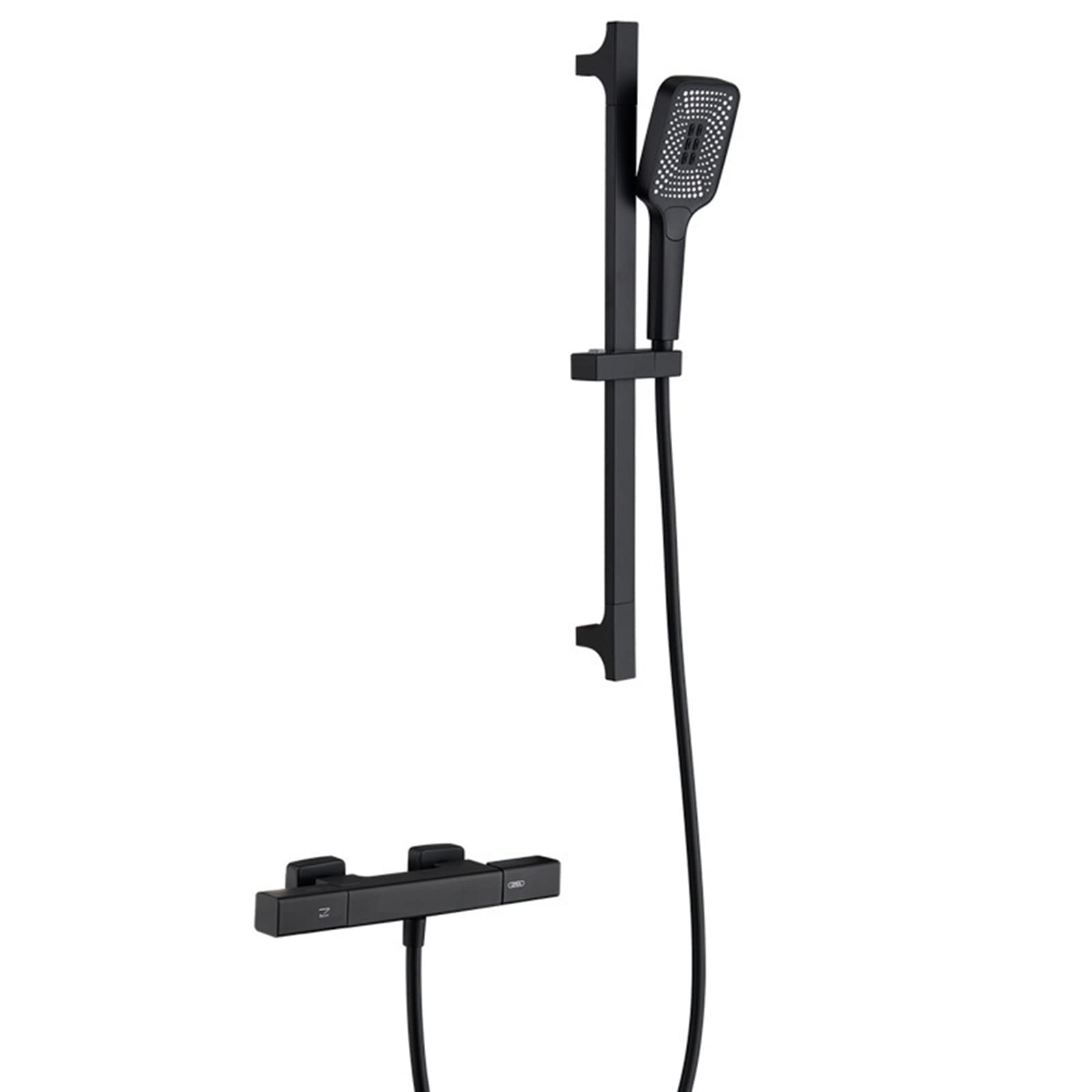 Robinet de baignoire mural noir avec douchette 3 modes et barre relevable