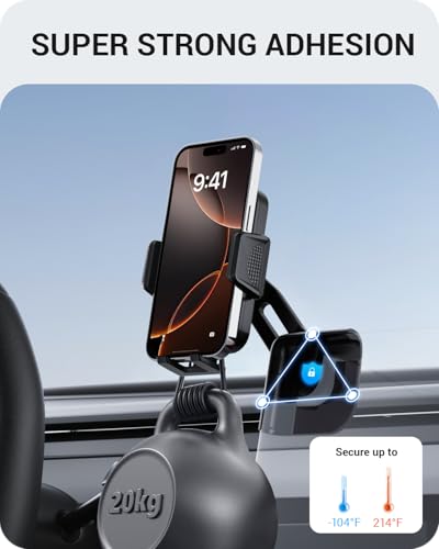 Image of BASENOR 2025 2026 Tesla Model Y 3 Phone Mount Holder Strong Adhesion 360 Adjustable Cell Phone Holder Stand Tesla Model Y Juniper Tesla Model 3 Highland Interior Accessories Fit for iPhone & Android