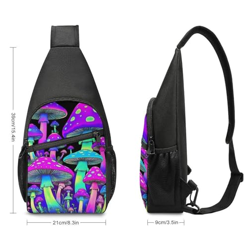 Men & Women Sling Bag Backpack Satchel Bookbags Travel Rucksack Daypack - Anti-Theft Multipurpose Neon Mushroom Carry On Bag, Handy Crossbody Daypacks2