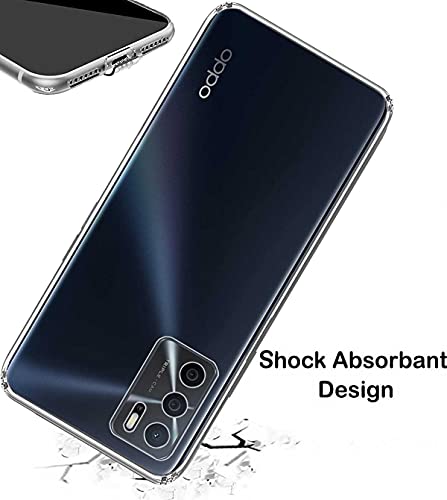 Image of Soft Flexible Silicone Back Cover Compatible with Oppo A16, Transparent Case + Screen Guard