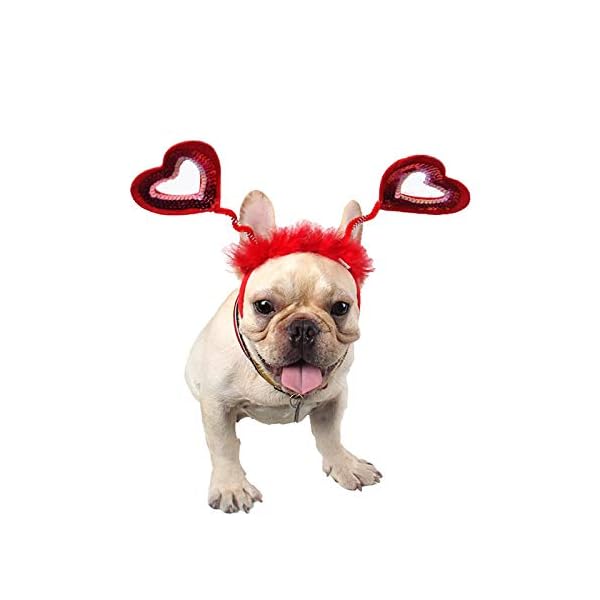 Binaryabc valentine's day dog headband sequin heart headband,valentines day pet costume accessories,valentines day pet outfit hair accessories,2pcs - image 5