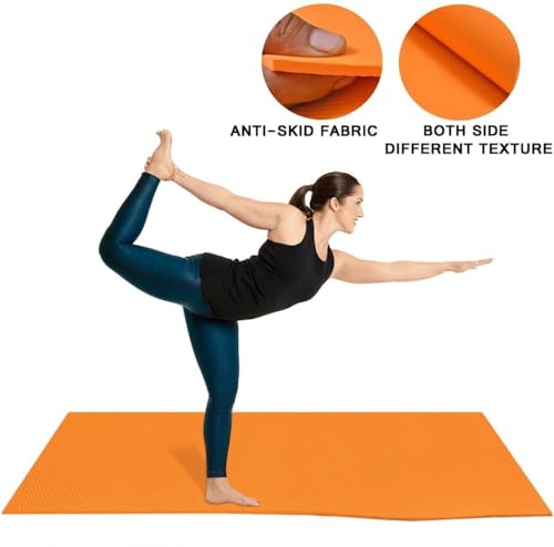 Image of Yoga Mat Gym Workout 4mm Thick, Anti-Slip, Eco-Friendly, Exercise, 4mm Thick, Lifelong Yoga Mat (4MM,) (Orange, 4 mm)