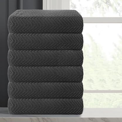 Casa Copenhagen Wave Textured 6 teiliges Klein Badetücher Set - Kieferngrau, 550 g/m², 6 teiliges Klein Badetücher, Baumwolle Handtüchern Rau und zäh Einsatz, Geschenkset für Badezimmer – Bild 3