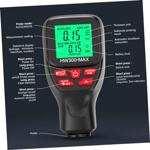 Medidor digital de espesor de recubrimiento para automóvil, con pantalla LCD retroiluminada y diseño portátil para evaluación precisa miniatura 7