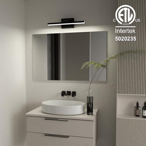 Image of VOLISUN Modern Bathroom Vanity Light 15.7 inch, Rotatable, 12W Dimmable 5CCT Led Bathroom Light Fixture Over Mirror, Black Bar Vanity Light for Bathroom Mirror Restroom-ETL Certificated