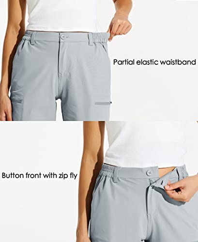 Willit Women's 10" Hiking Cargo Shorts Stretch Golf Active Long Shorts Quick Dry Outdoor Summer Shorts Gray M #TOP3